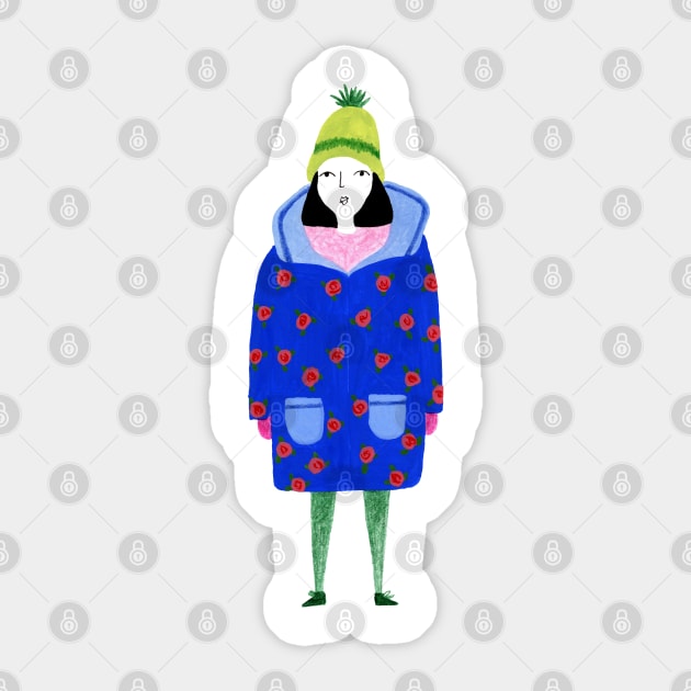 Girl in winter coat Sticker by Aidi Riera